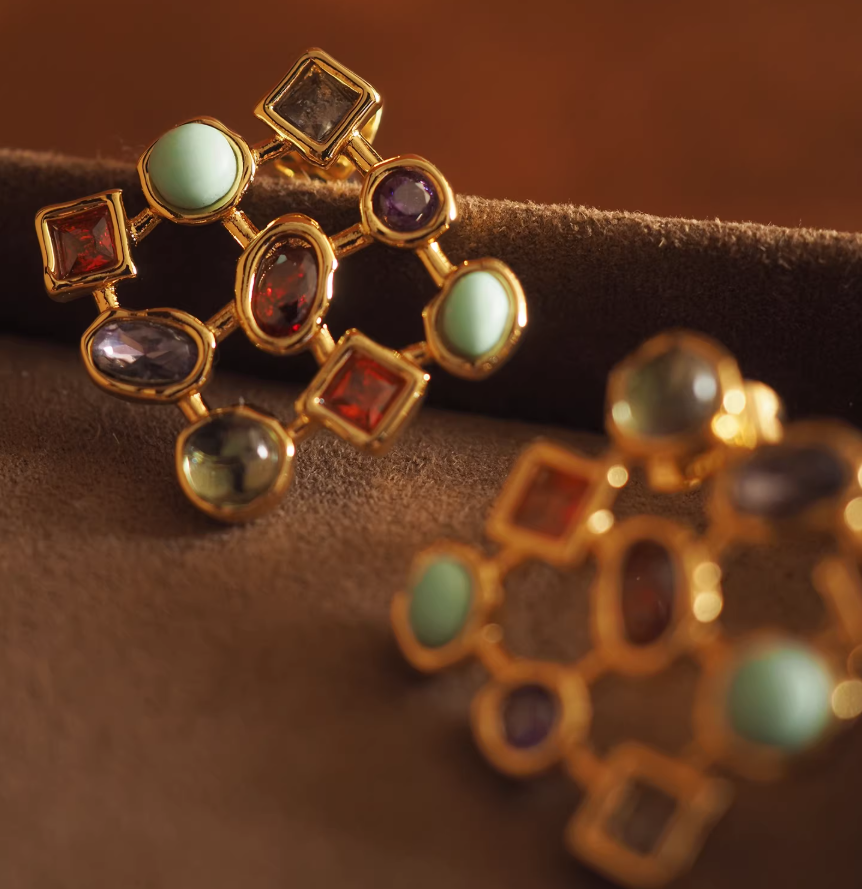 Avant-Genius Multicolor Gem Earrings