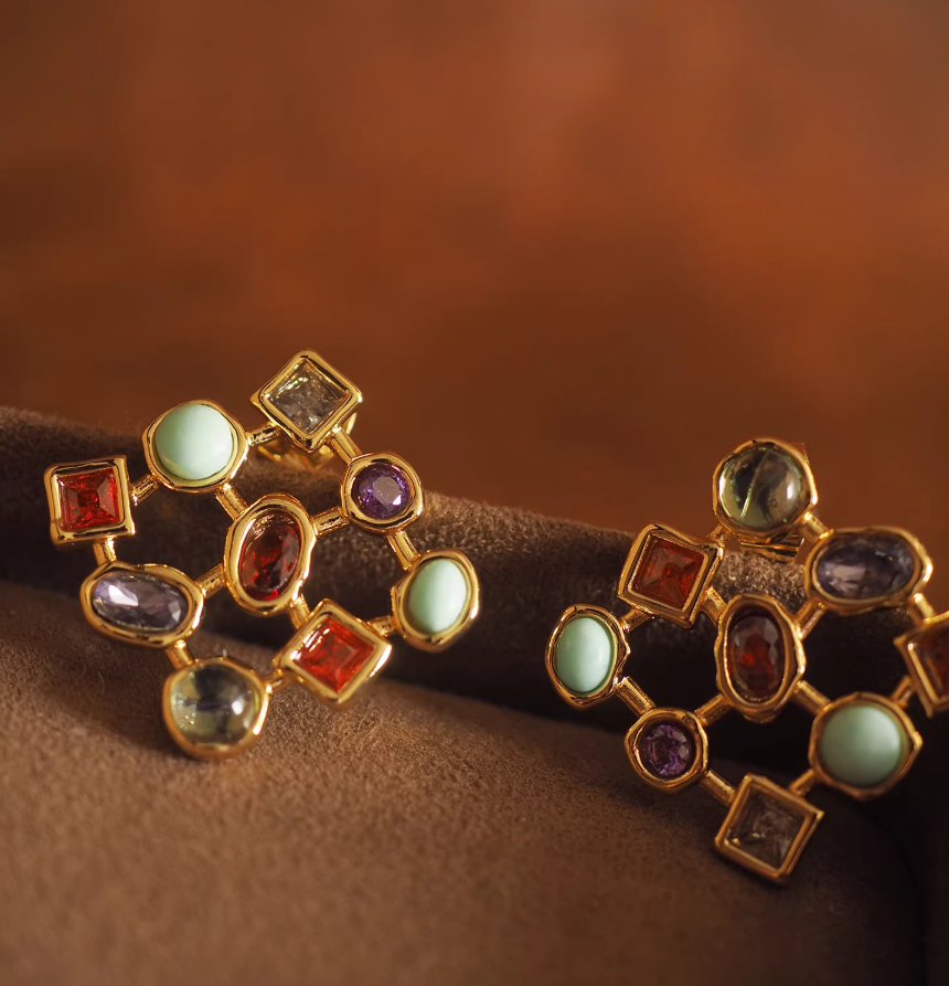 Avant-Genius Multicolor Gem Earrings