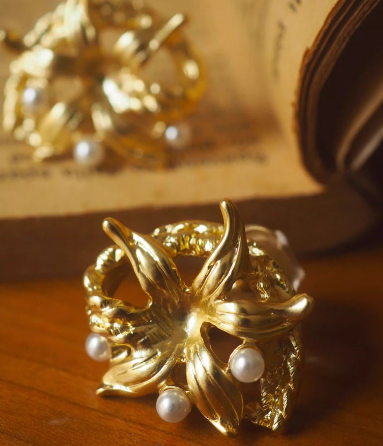Floral Pearl Clip-On Earrings