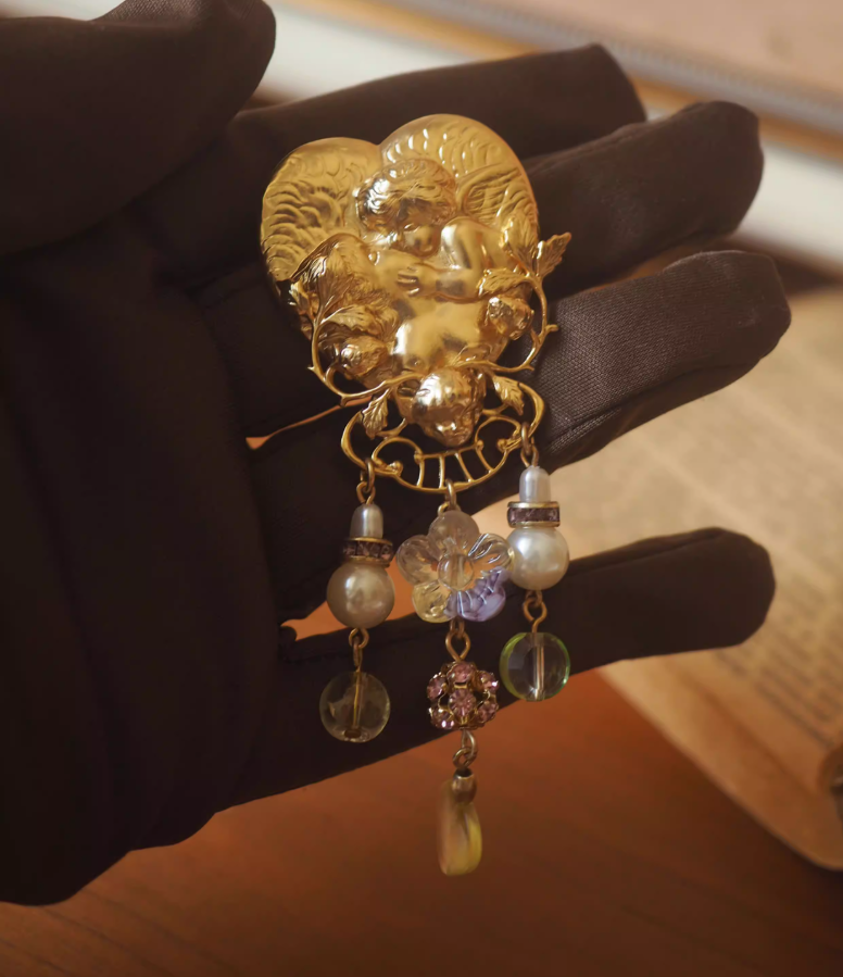 Angel Tassel Mother & Daughter Brooch