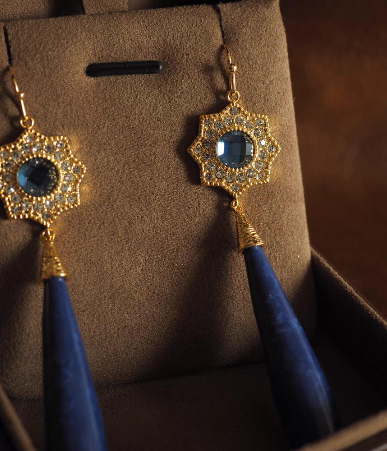 Lapis Tassel Vintage Earrings