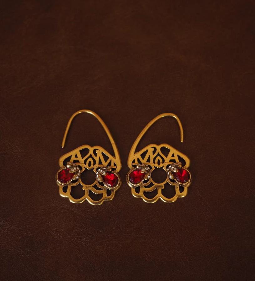 Vintage Ruby Totem Earrings