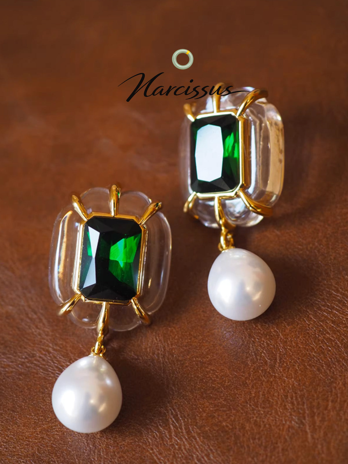 Emerald Pearl Tassel Earrings