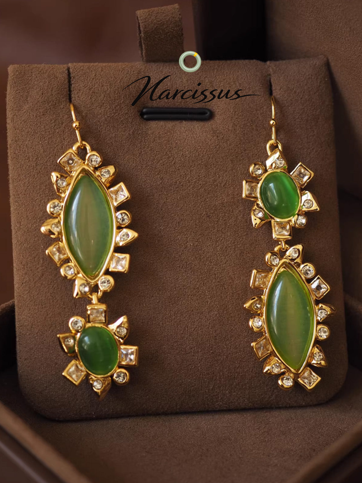 Genius Designer Emerald Asymmetric Earrings